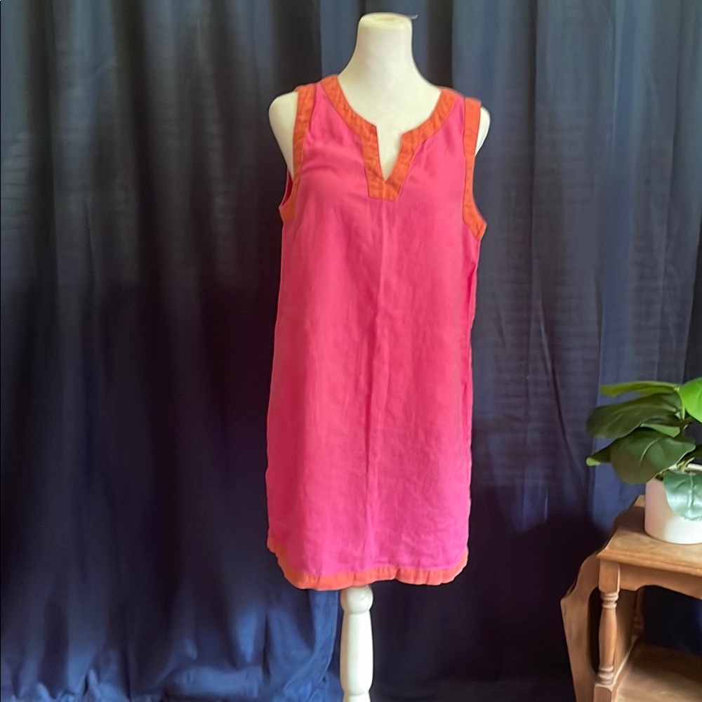 Sigrid Olsen Pink 100% Linen Dress.